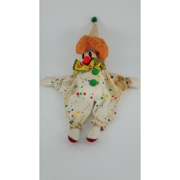 Toys | Vtg 23 Handmade Folk Art Rag Clown Doll 7s 80s Kitsch Paint ...